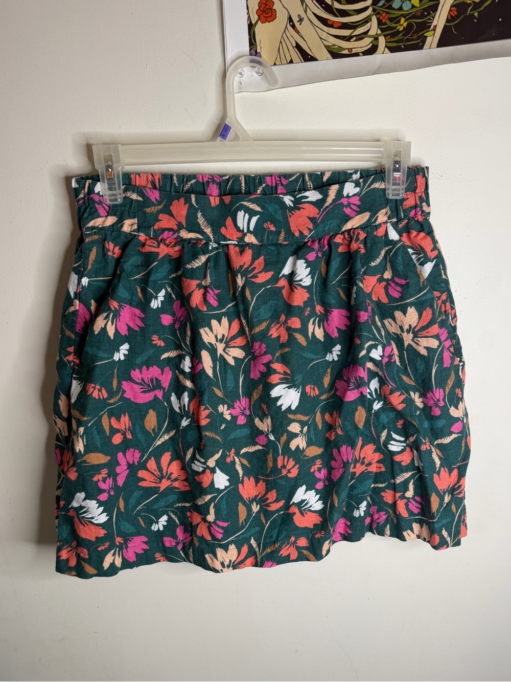 LOFT Dark Green Floral Skirt